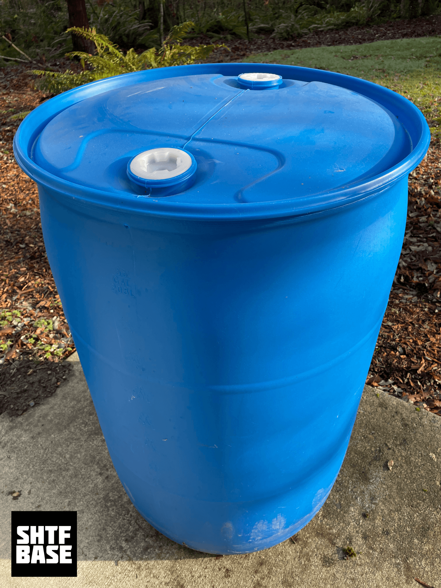 barrel, plastic, water, blue