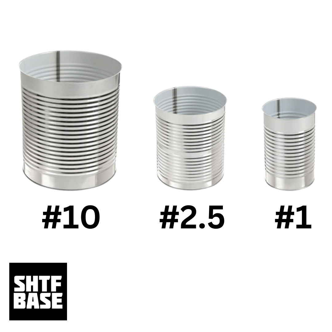 ten pound can, food inside, metal can,