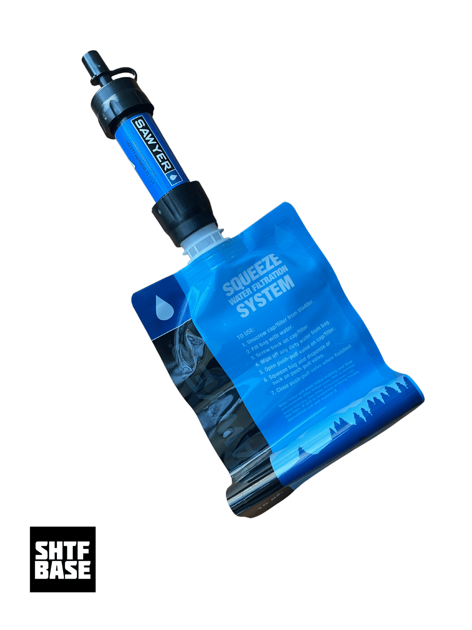 water filter, sawyer mini filter, water bottle, drink straight